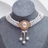 Elegant Pearl Tassel Choker Necklace - French Chic Multi-layer Pearl and Diamond Necklace
