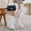 Modne botki damskie 14 cm Buty ze skóry naturalnej Botki motocyklowe Damskie Platforma Moda Damska Botas Zimowe