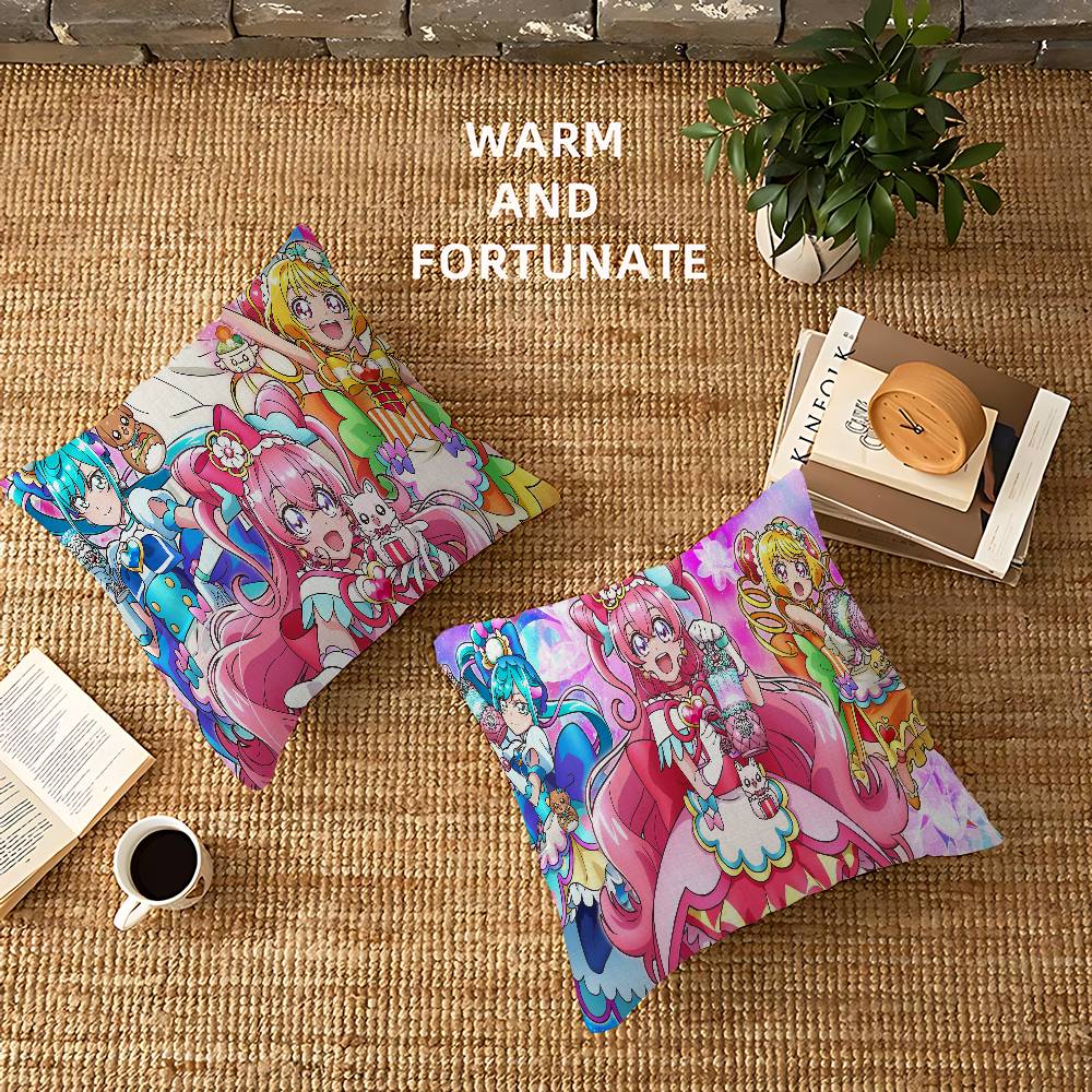 Pretty Cure Anime Cushion Cover Pillowcase Upholstery Sofa Throw Pillow Home Decor Pillowcas