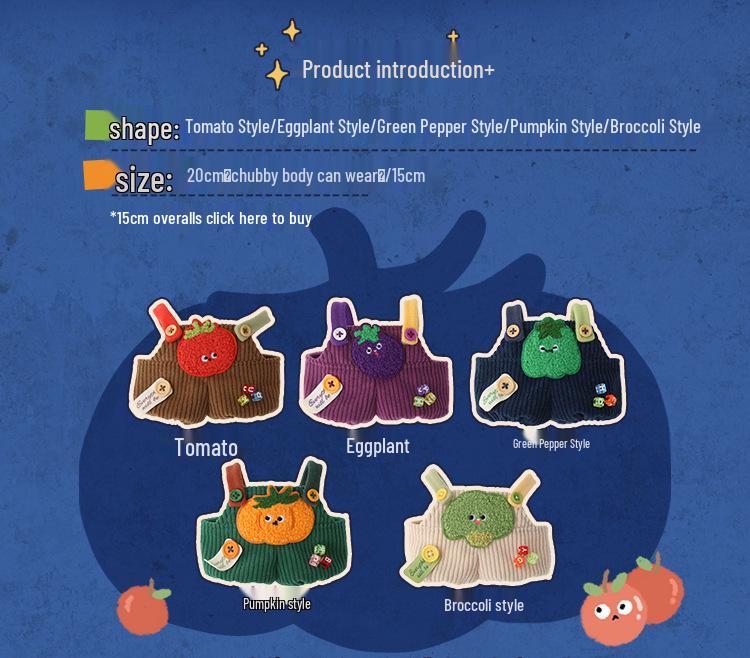 Loopy Style Cute Vegetable Overalls for 15-20cm Doll