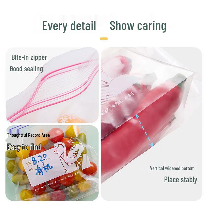 CHAHUA Double-Ribbed Freezer Food Storage Bags