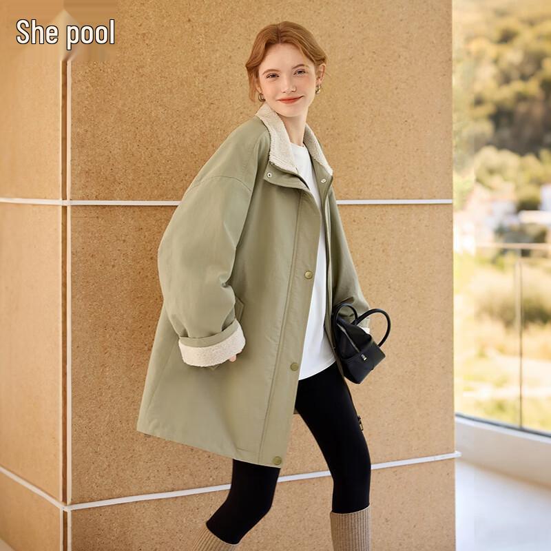 

Women s Granular Fleece Stand-Up Collar Coat S