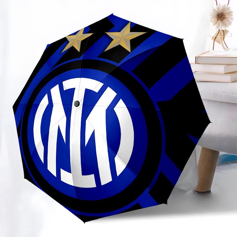 Inter Milan, Badge Automatic Opening and Closing, 8 Rib Structure Portable Umbrella, Suitable for Men and Women In All Seasons Perfect Gift