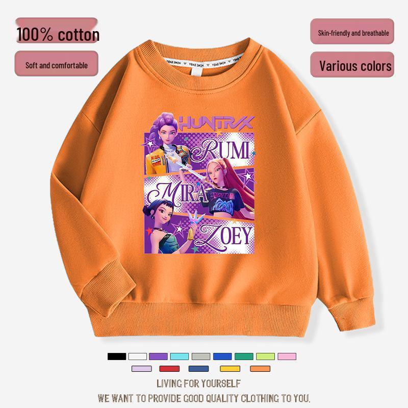 K-pop Monster Hunter Witch Girls' Hoodie - Stylish Autumn/Spring Round Neck Casual Top for Children