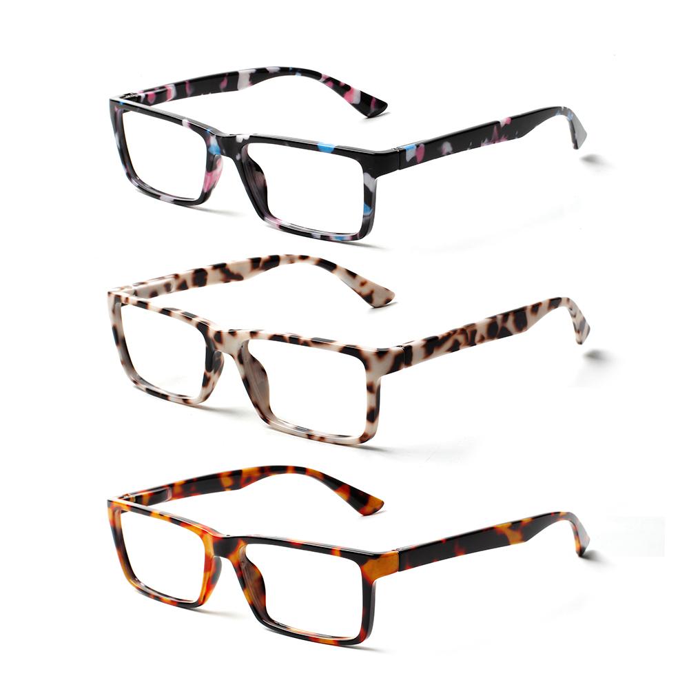 Turezing 3 Pack Reading Glasses For Women Man Rectangular Print Flower Frame Spring Hinge Reader Eyewear