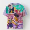 KPOP Demon Slayer Collaboration 3D Digital Print Girls' Casual Comfortable Short Sleeve T-Shirt Children's Clothing