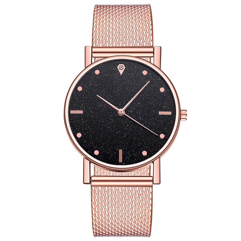 Strap Silicone Women Watch With Starry Sky Design Fashionable Quartz