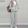 ZANZEA Women Hoodies Sweatshirt and Pants Casual Two Piece Suit Sets