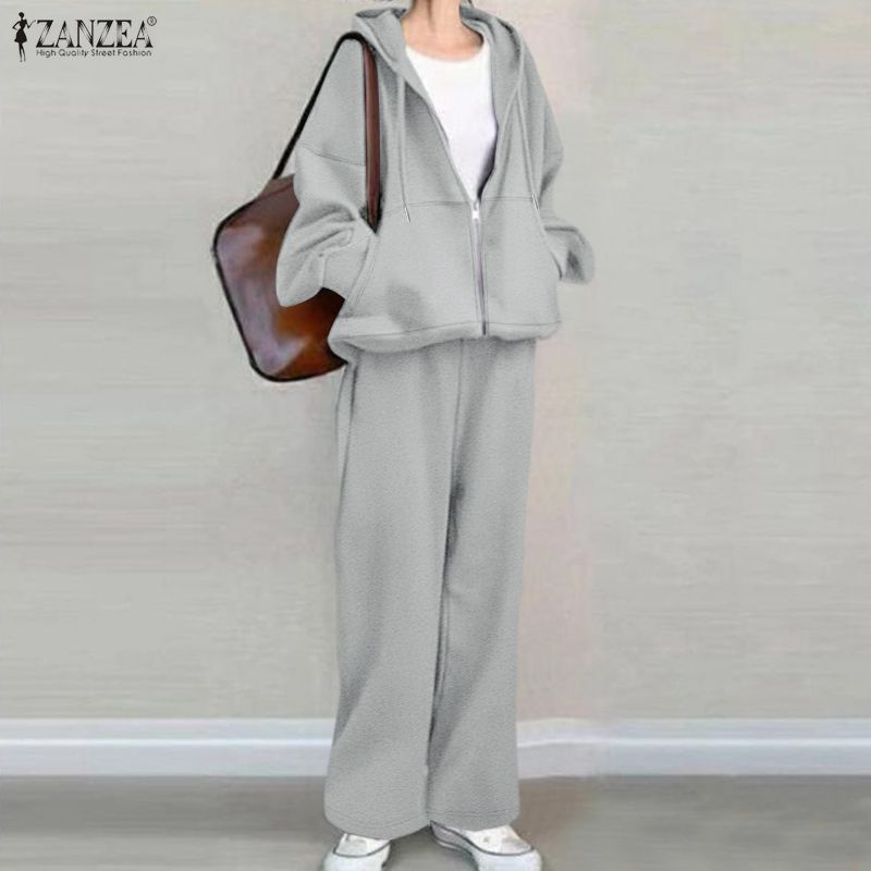 ZANZEA Women Hoodies Sweatshirt and Pants Casual Two Piece Suit Sets