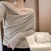 Versatile Off-Shoulder Velvet Long-Sleeve Top - Winter Edition
