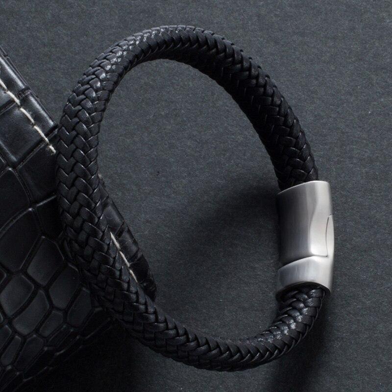 Männerschmuck Schwarze geflochtene Lederarmbänder Männliches Armband Armreifen Mode Männliche Geschenke