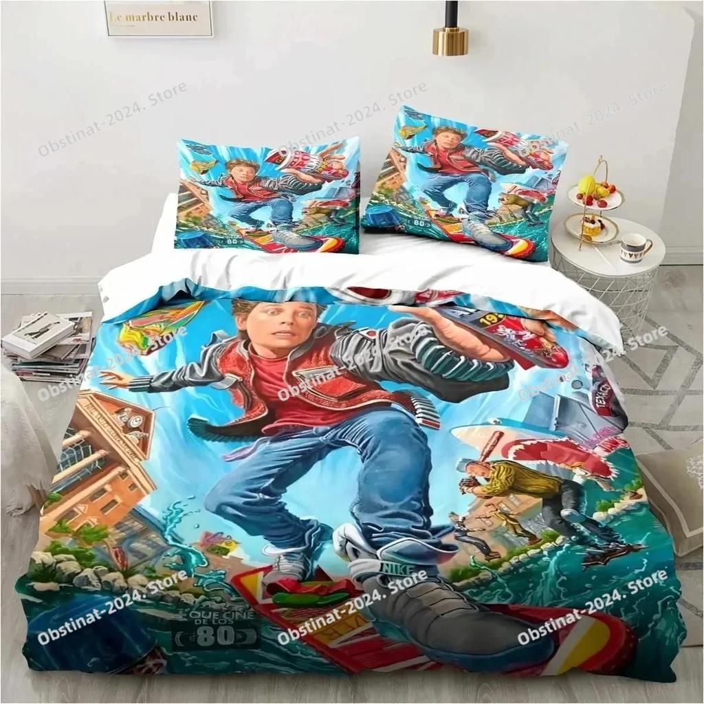 Back To The Future Clasic Movie Retro Beding Set Printed With Pilowcase Soft Duvet Cover Soft Single Double Quen Super King-Sized Dimensionsd