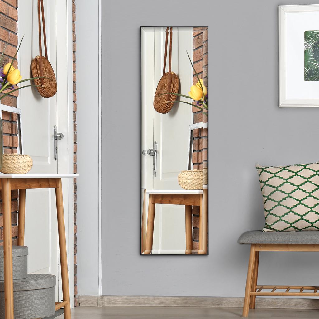 Full Length Mirror, 120x35cm Wall Mirror, Rectangle Dressing Mirror, Long Mirror for Bedroom, Living Room, Black