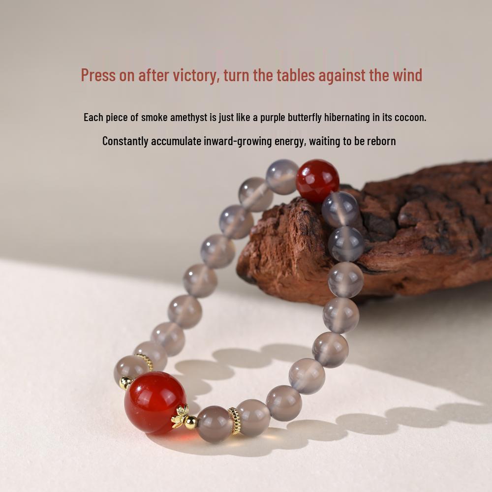 

Rising Sun Purple & Red Agate Bracelet for Women s Good Luck Bead Diameter 8mm