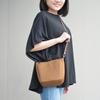 Barcos Women's Rounded Square Shoulder Bag in Black with Soft Shrunken Leather and Covered Buttons