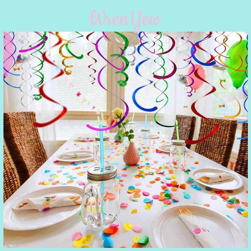 6 peças Multicoloridas Espirais Suspensas para Decorações Festivas de Teto