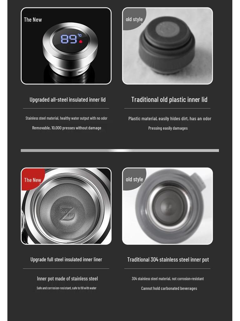 316 Stainless Steel Men's Large Capacity Insulated Outdoor Travel Mug with Tea & Water Separation, Custom Logo