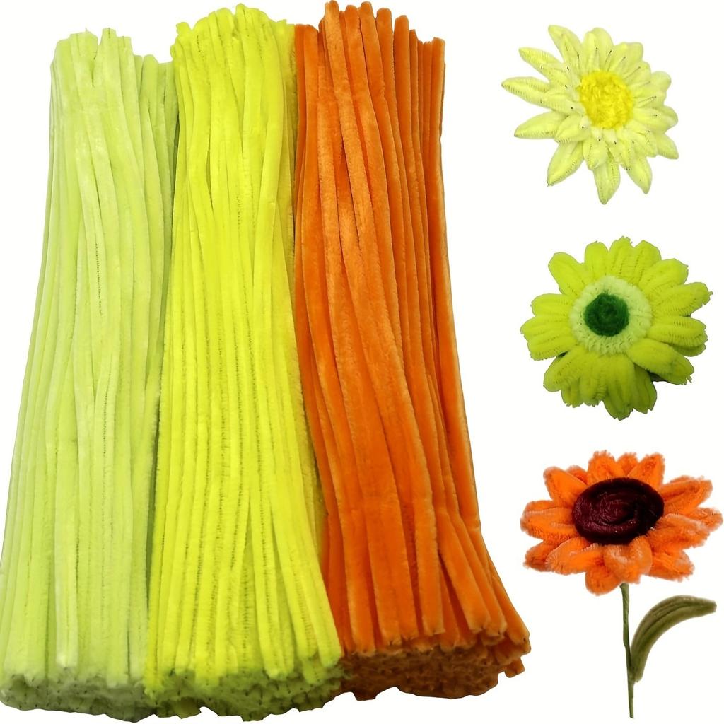 300 Pieces Pipe Cleaner Craft Set 3 Assorted Colors, Thick Chenille Stem Pipe Cleaners for DIY Craft Flower Projects Holiday