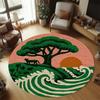 Artistic Nature Inspired Round Carpet with Tree Sun and Wave Patterns for Cozy Boho Home Decor Moderne Home Dekoration
