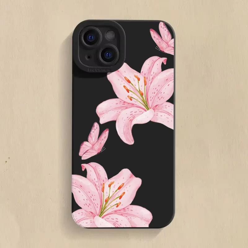 Minimalist Pink Hibiscus Flower Phone Case For Samsung Galaxy S25 S24 S23 S22 Ultra S21 Plus S20 FE A55 A54 A35 A15 Cover