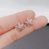 Eleganti Orecchini a Lobo a Forma di Fiore in Zirconia Cubica Oro Rosa - Ispirati al Vintage, Con Perni in Acciaio Inossidabile, Ideali per l'Uso Quotidiano o come Regalo