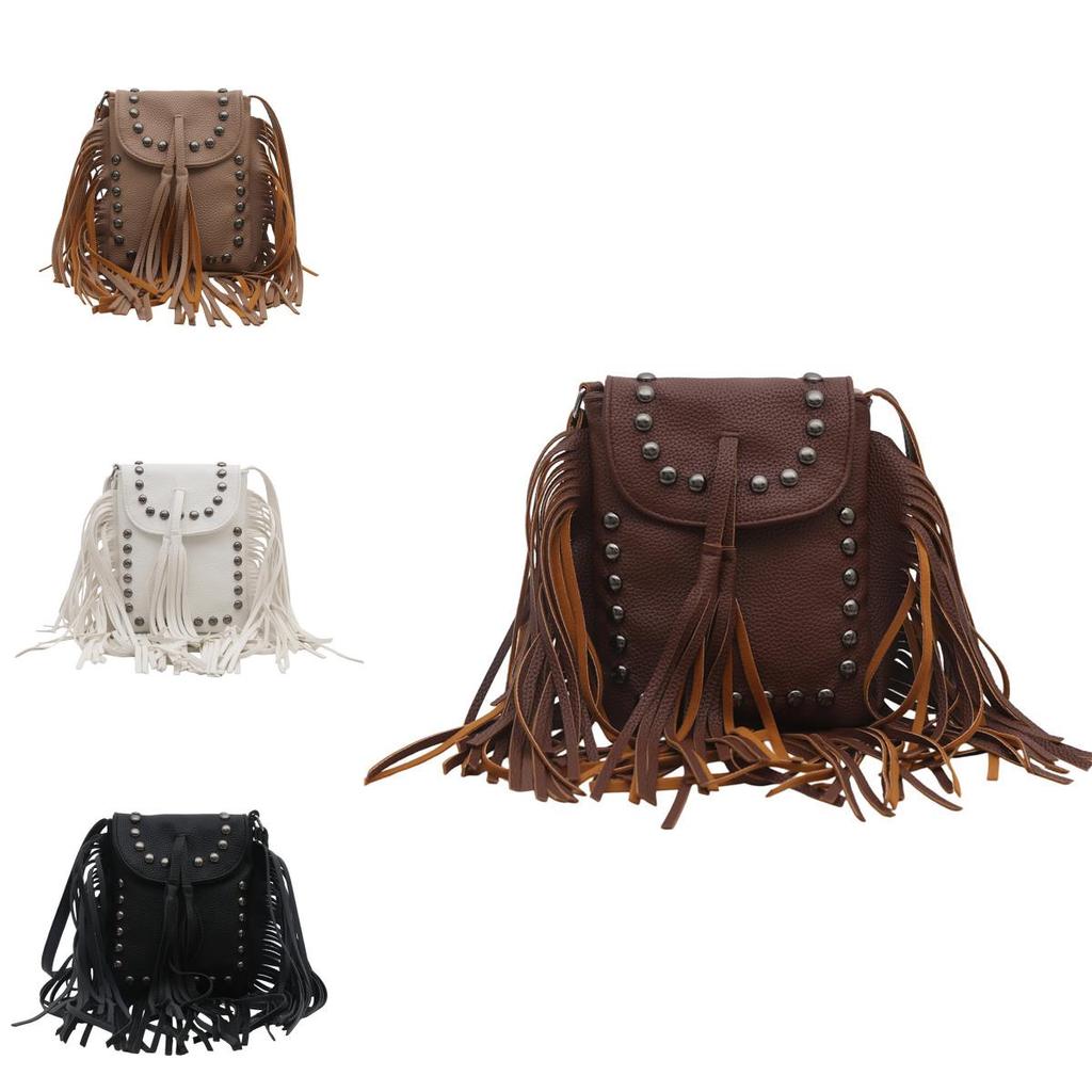 Retro Pu Small Crossbody Bag With Chain And Tassels For Daily Use