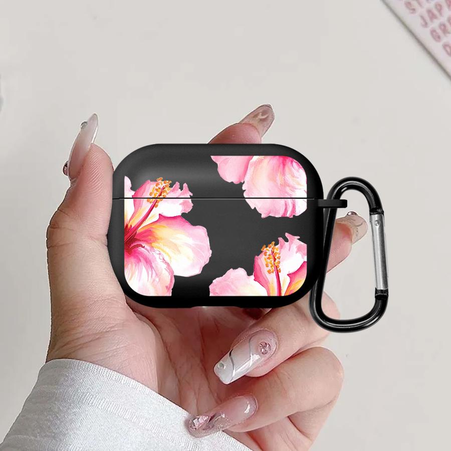 Case For Airpods Pro 2 Pro3 1 3 4 Pro2 Earphone Cases Cover Pink Hibiscus Flower Airpods 4