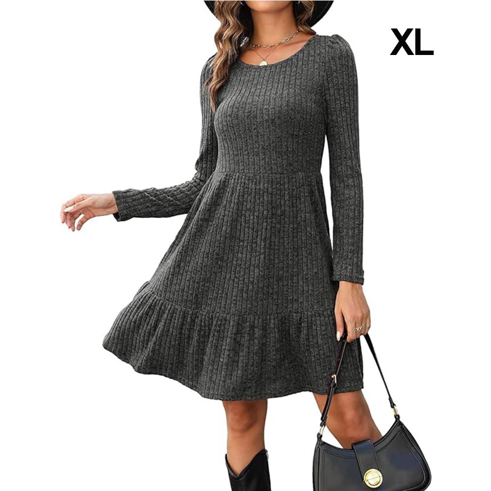 Rochie pulover cu mânecă lungă pentru femei Rochie casual în linie A, cu gât roșu, toamnă și iarnă