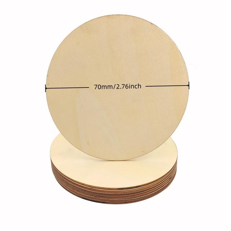 

10/20/50/100pcs 70mm Wooden Circles for Crafts, Unfinished Round Wooden Discs for Painting, Staining, Burning and Pyrography 10pcs&2.5mm