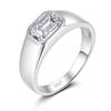 Men's Wedding Ring Emerald Cut D Color VVS Moissanite Platinum Plated Solid 925 Silver Bezel Setting Luxury GRA Certified