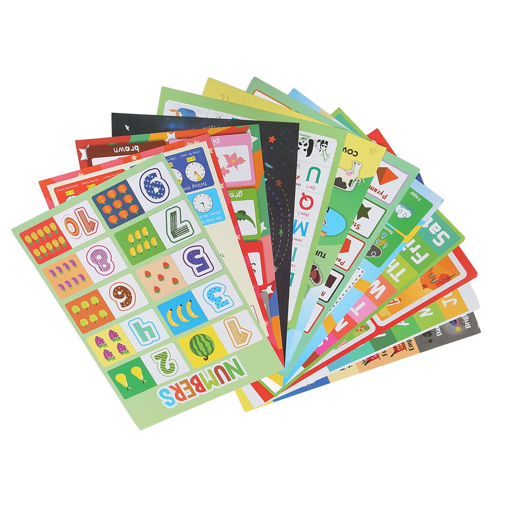 12PCS pädagogische Poster für Kinder Cartoon lernen Poster wasserdicht Englisch Bildung frühen Lernen