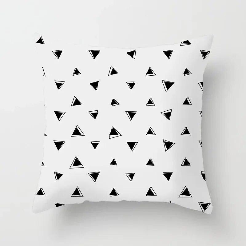 45x45cm Simple Fashion Black and White Geometric Stripe Printed Pillowcase Polyester Sofa Seat Cushion Cover Modern Home Decor