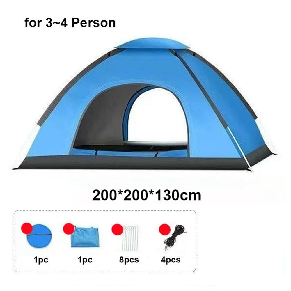 

3-4 Person Camping Automatic Tent Oxford Cloth Lightweight Thick Sun Resistant Camping Tent Outdoor Waterproof синій