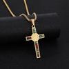 Stainless Steel Classic Cross Necklace with Micro-inlaid Rainbow Cubic Zirconia for Women - Personalized Small Pendant