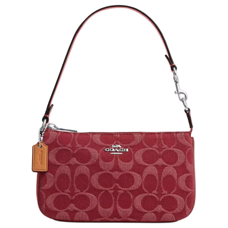 

COACH Nolita 19 Silver Label Presbyopia Mahjong Bag Cotton and Cowhide Underarm Shoulder Bag Small Women s Red срібний