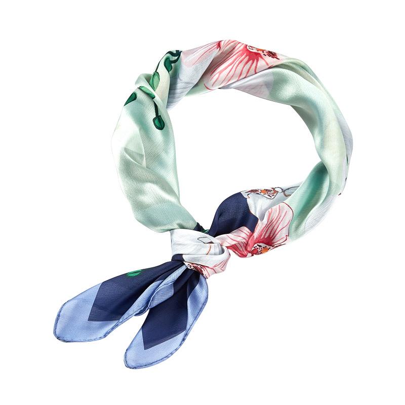 Small Square Scarf Women Spring and Summer New Silk Satin Printing Small Silk Scarf Neck Shawl Gift Scarf