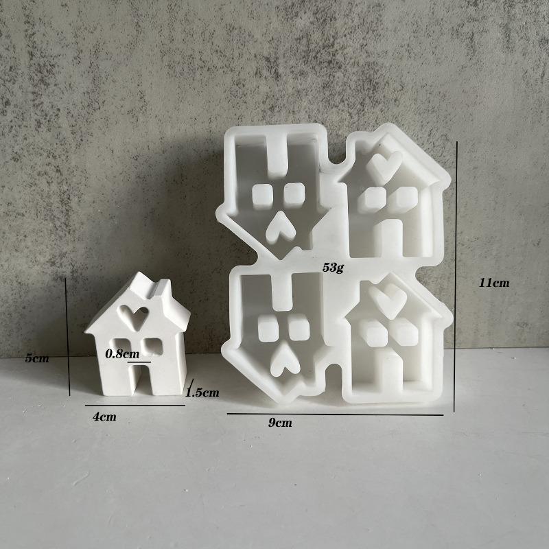 DIY Concrete Love House Candle Holder Mold Handmade House Candlestick Silicone Molds Plaster Resin Making Home Crafts Decor
