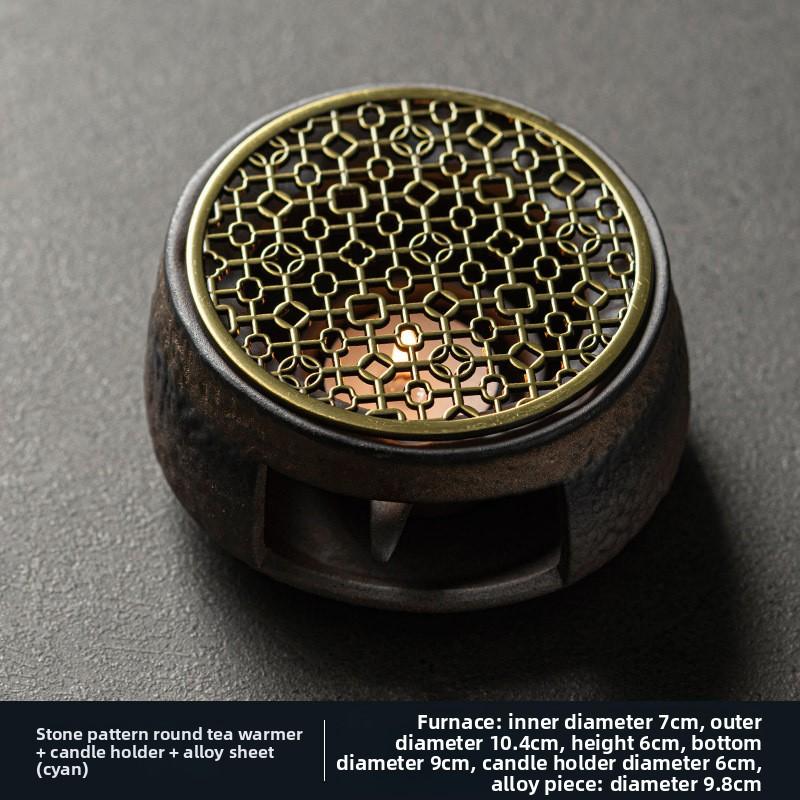 Retro Candle Heating Tea Warmer Base, Fragrance Maker, Tea Maker, Open Flame Roasted Orange Stove, Hot Tea Warmer