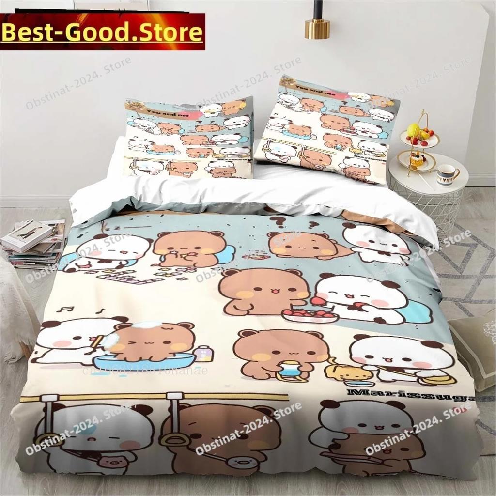 Cute Bubu and Dudu Cartoon Print All Season Twin Bedding Set 3 Piece Comforter Set Bed Duvet Cover Double King Comforter Cover