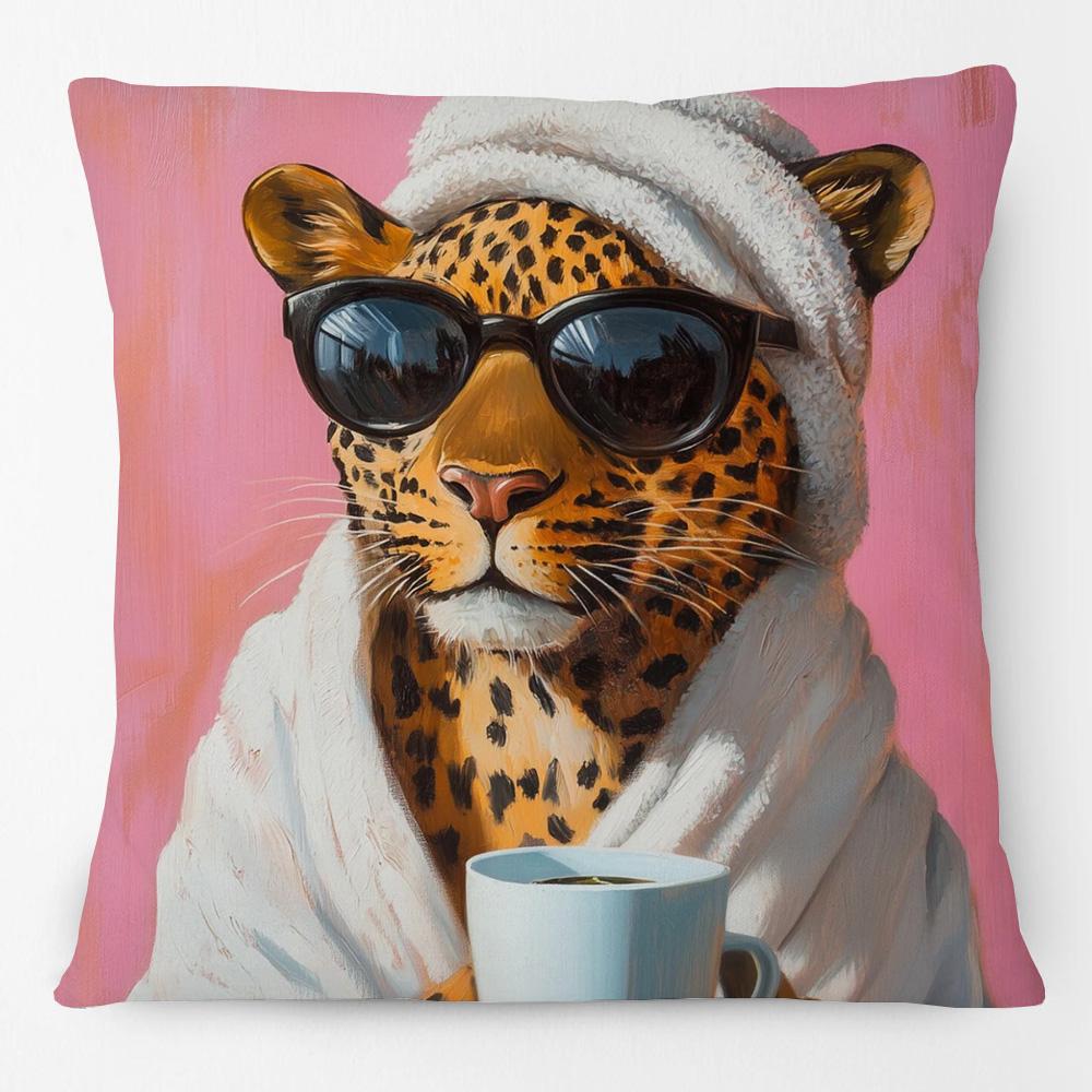 Hipster Fashion Animals Tiger Giraffe Highland Cow Cat Leopard Poster Print Decorative Cushion Cover Pillow Case