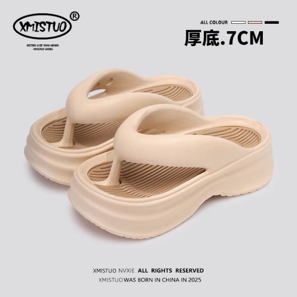 Fashion Flat Shoes Female Rubber Flip Flops Slippers Heels Platform Summer Clogs Woman Pantofle Slides Hawaiian High Beach 2025 Female S