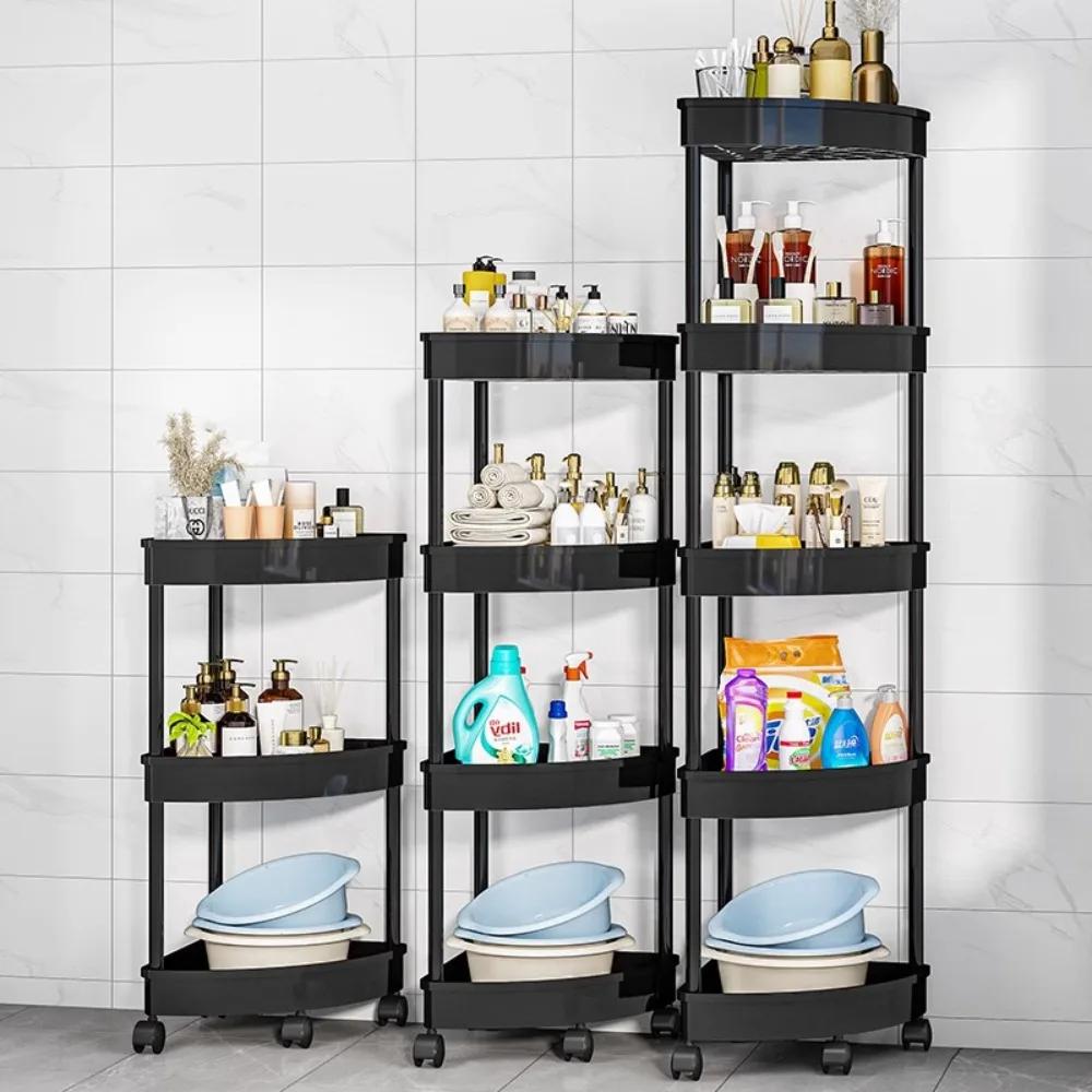 4/5 Tier Storage Shelf Rolling Cart Gap Storage Rack Movable Bathroom Corner Triangle Shelf Floor-standing Story StorageRacks