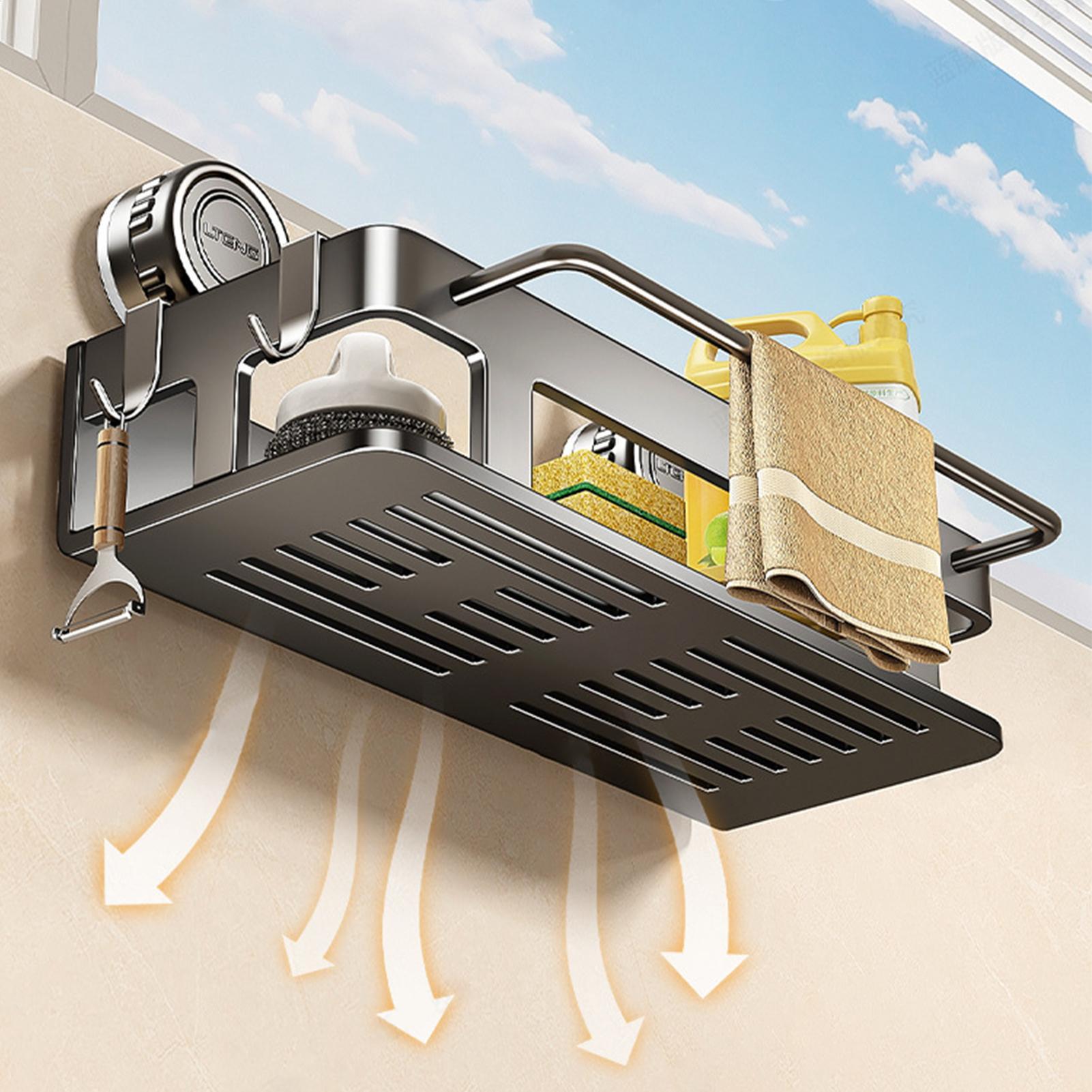 

Suction Cup Bathroom Shelf Holder Wall Storage Rack Drainage Organizer For Dishcloth Sponge Drain Plug Shampoo Shower Gel CN