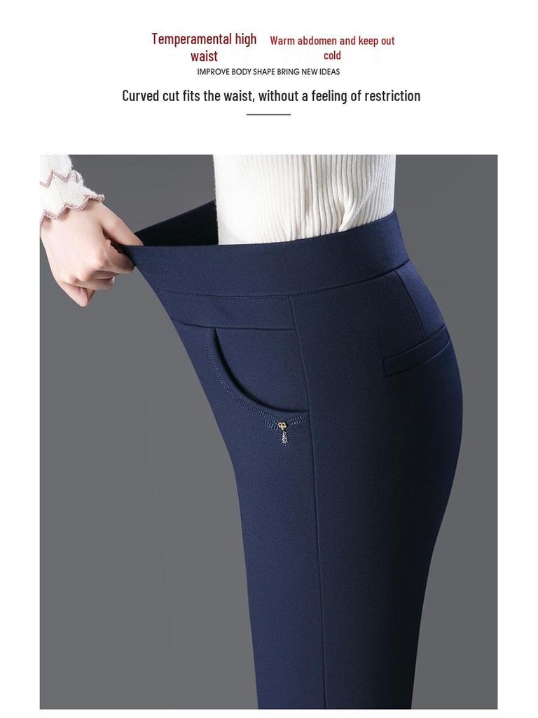 High-Waisted Fleece-Lined Straight-Leg Pants - 2024 Winter Warm Casual Pants for Women