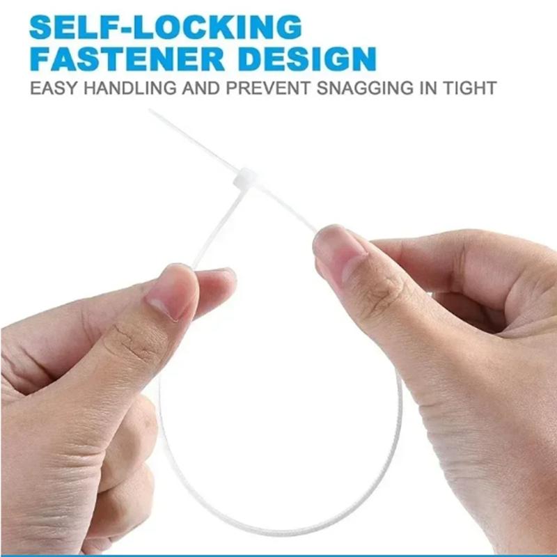 100Pcs Nylon Cable Ties Self-locking Cord Ties Straps Adjustable Cables Fastening Loop Home Office Wire Zip Ties