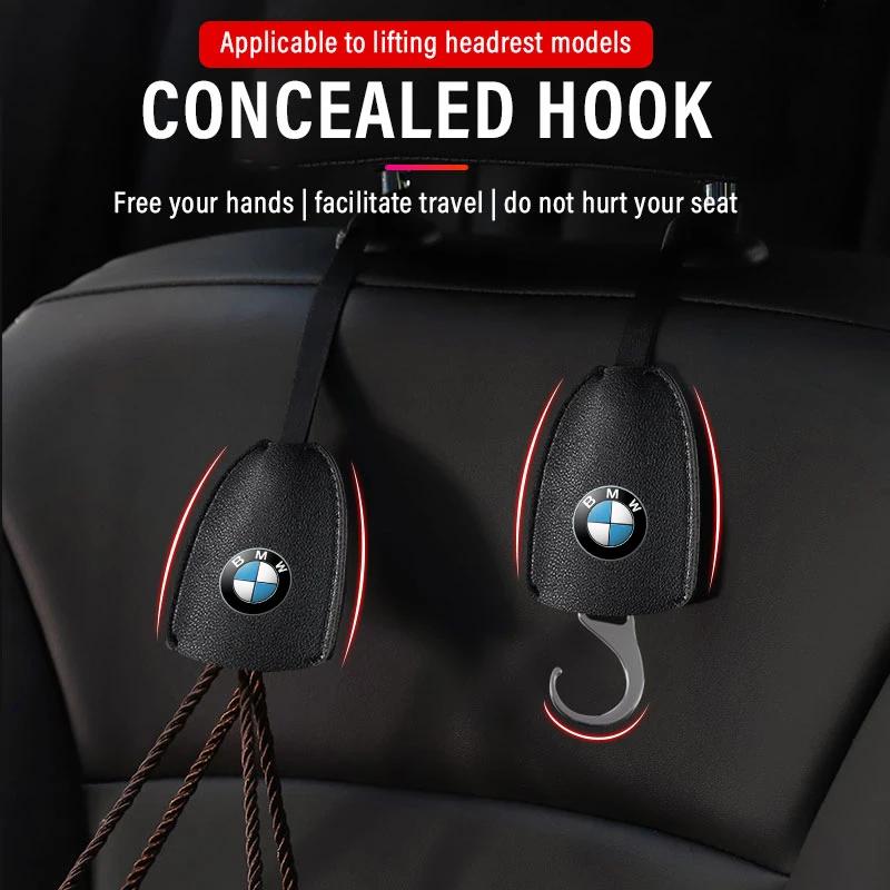 1/2pcs Leather Car Seat Back Hooks Portable Hanging Bag Rack For BMW E30 E34 E36 E39 E46 F10 F13 M Performance X1 F48 X3 X4 X5