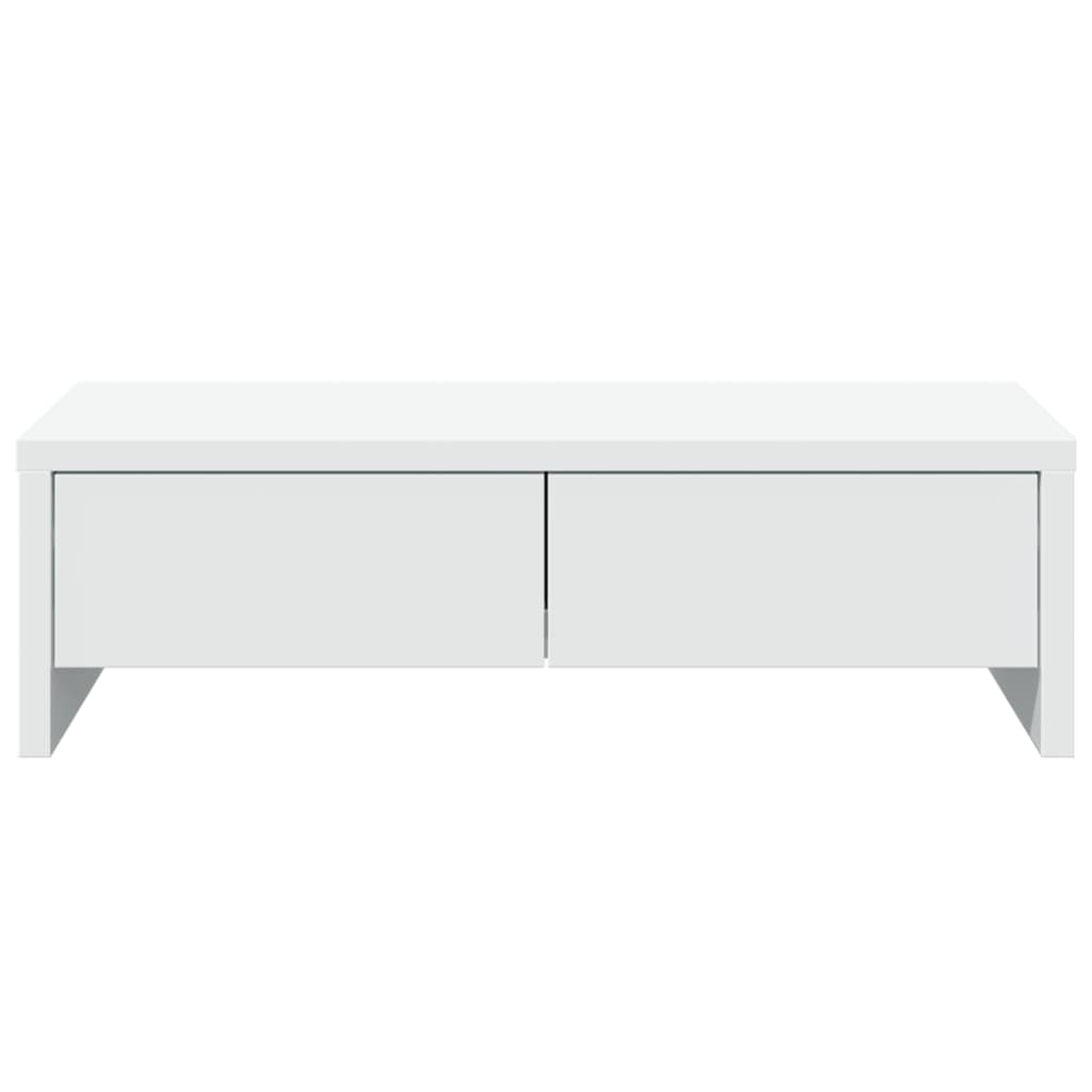Dual Monitor Stand with Drawers White 50 X 27 X 15 Cm Particleboard