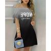 Women's Fashion Summer Spring Solid Color Print Short Sleeve One Shoulder High Waist Casual Dresses