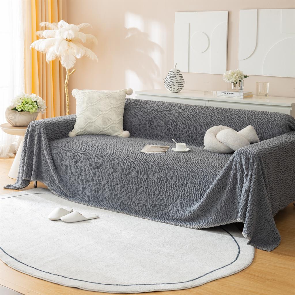Sherpa Sofa Towel Fuzzy Comfy and Cozy Throw Blankets for Couch Sofa Four Seasons Solid Color Slipcover Multipurpose Blanket