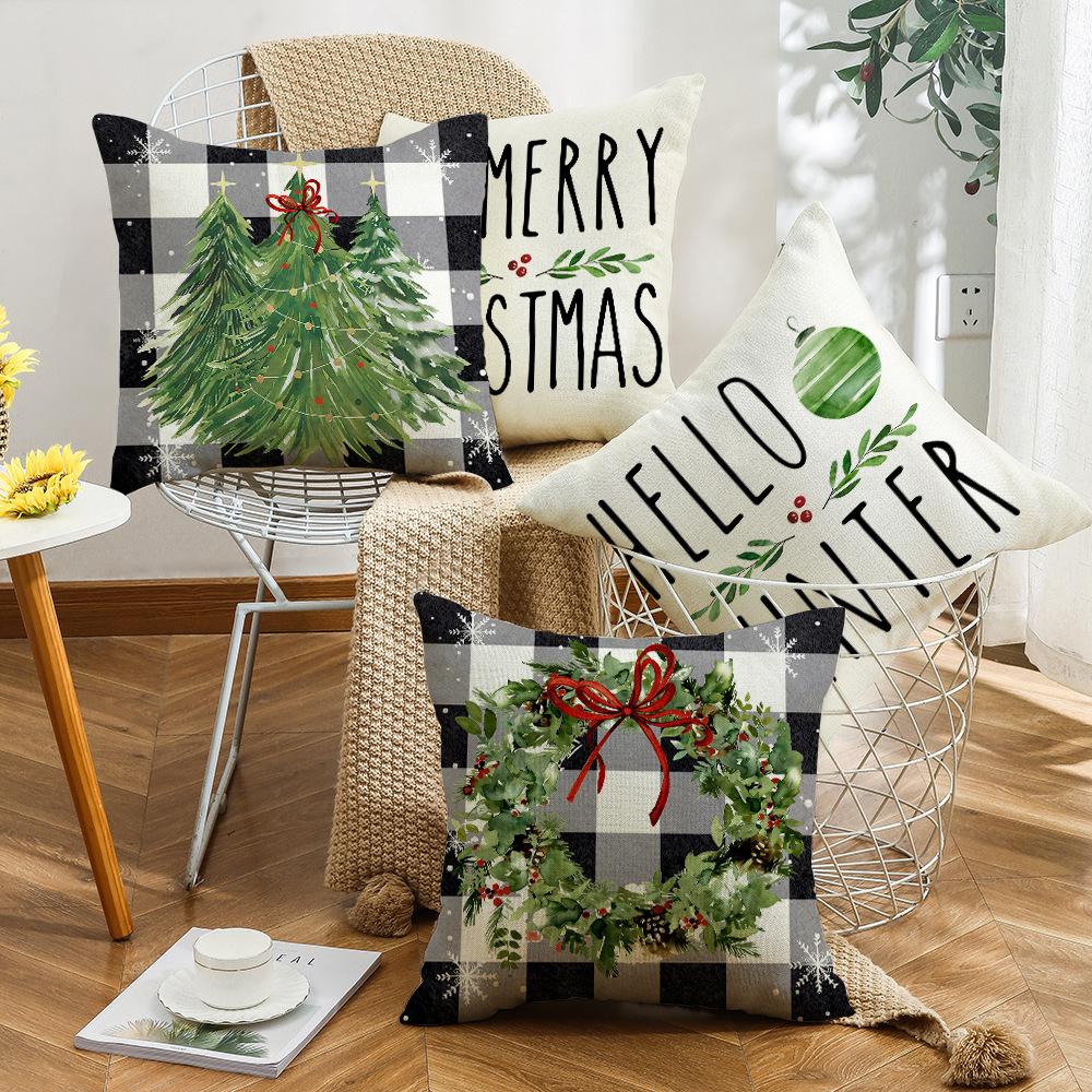 New Christmas Tree Elements, Garland Elements, Living Room Sofa Decoration, Warm Atmosphere, Letter Print Cushions